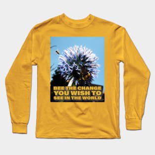 Bumble Bee on a Purple Flower Change the World Long Sleeve T-Shirt